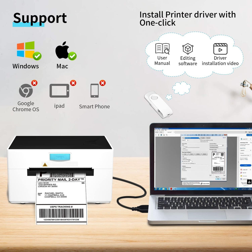 Thermal Label Printer 4x6 Desktop Label Printer N517