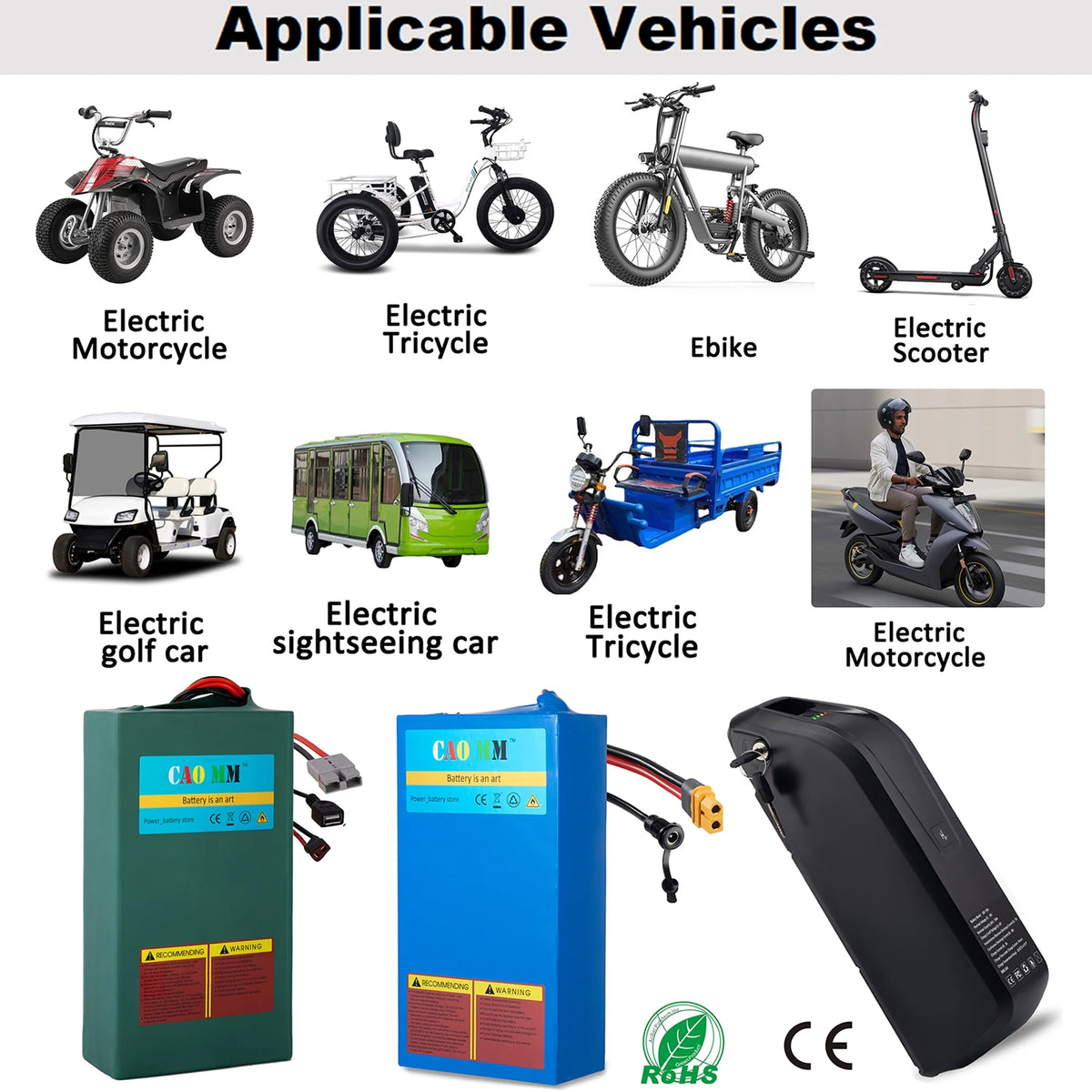 48V 14Ah Lithium Battery T-Plug 30A BMS for 1000W Electric Bike Q925