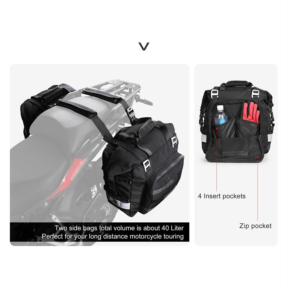20L Polyester Motorcycle Side Saddle Bag with Removable Waterproof Inner Bag D992833