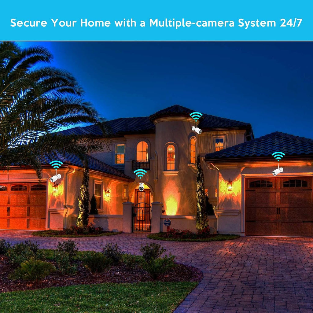 3MP Wireless Home Security Camera System with 4x 3MP Outdoor Cameras M527329