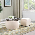 Round Velvet Ottoman with Wooden Lid H40862