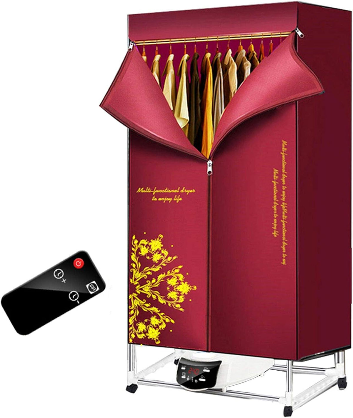 Electric Clothes Dryer Foldable Drying Rack 1500w 2-Tier Remote Control Heater L18461