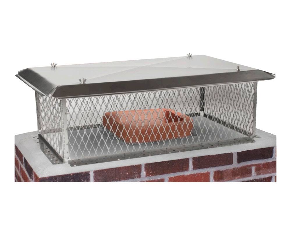 Stainless Steel Multi-Flue Chimney Cap with Flat Lid and 10-Inch Mesh Height T574655