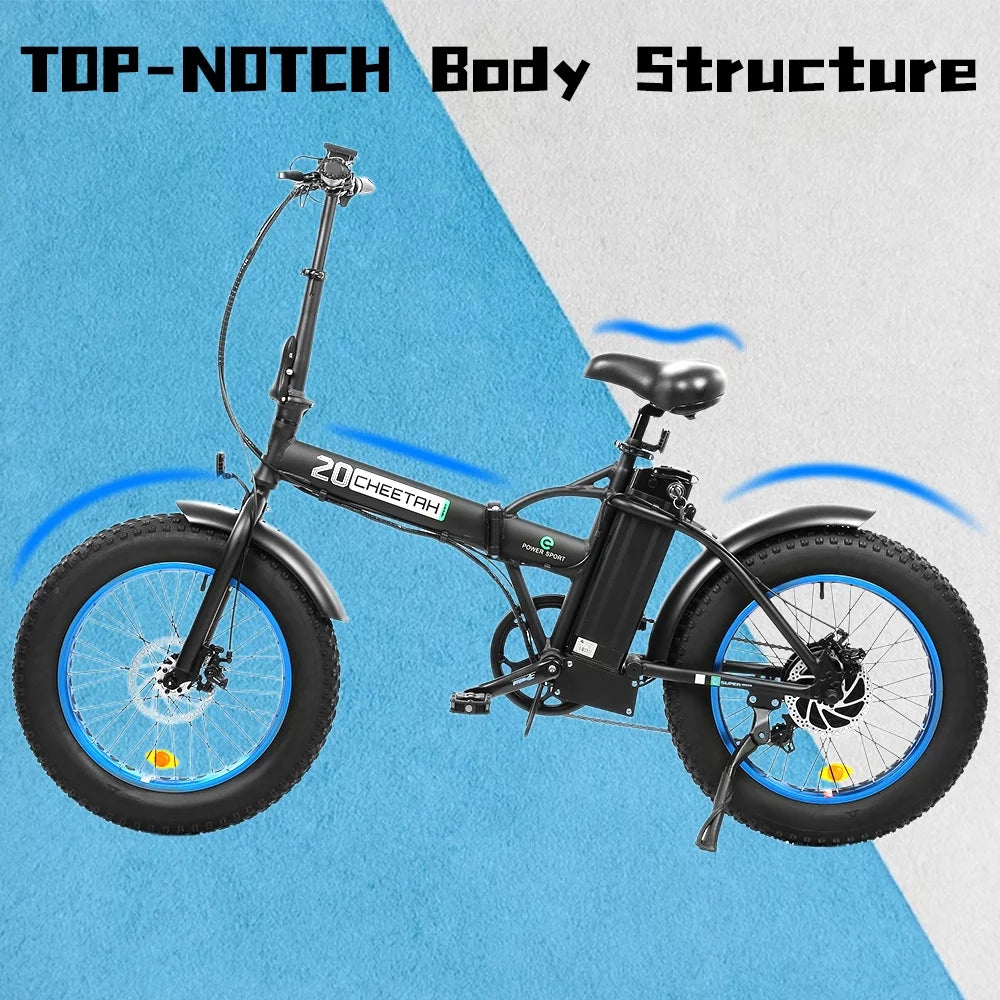500 W Electric Bike 20" Fat Tire Folding Electric Bicycle 36 V 12.5 AH Removable Battery O987