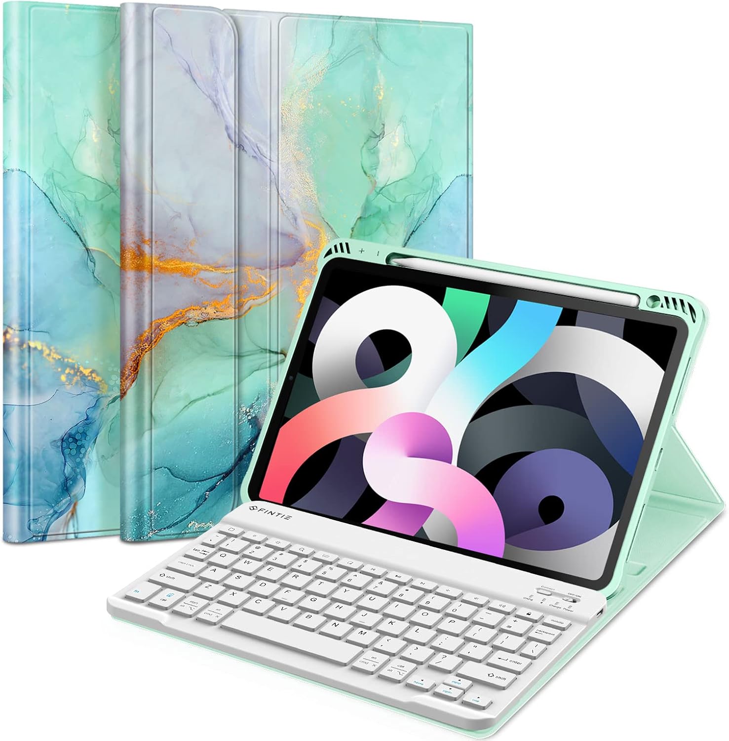 Green Keyboard Case for iPad Air 4th Generation 10.9 Inch 2020 with Detachable Bluetooth Keyboard N16103