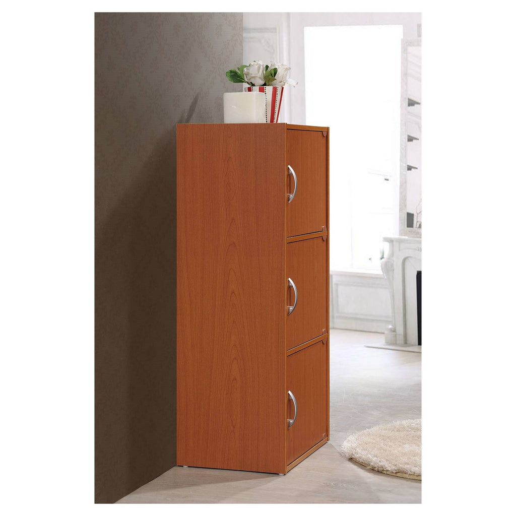 Cherry 3 Shelf 3 Door Bookcase W8019