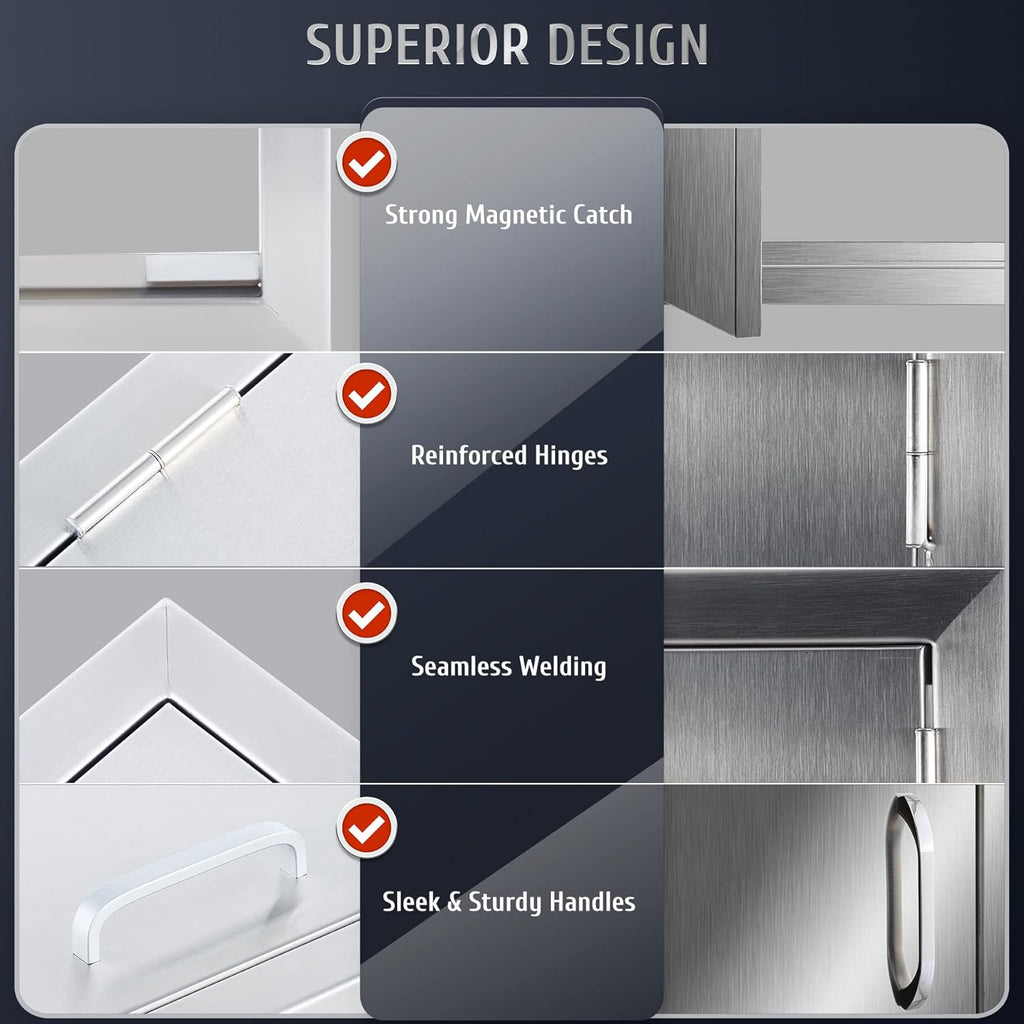 Outdoor Kitchen Doors, 304 Stainless Steel Built in Single Access Doors (17 x 24) V294028