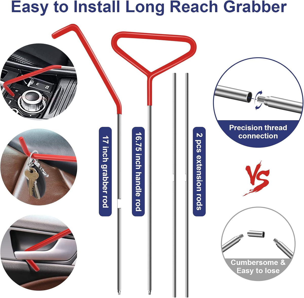 21PCS Car Door Unlock Kit with Long Reach Grabber and Pry Tool K3608