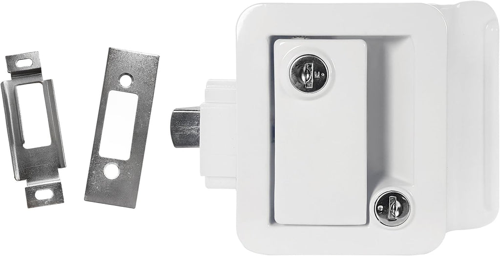 White RV Entry Door Handle with Deadbolt Pack of 2 Y64753