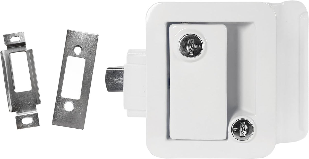 White RV Entry Door Handle with Deadbolt Pack of 2 Y64753