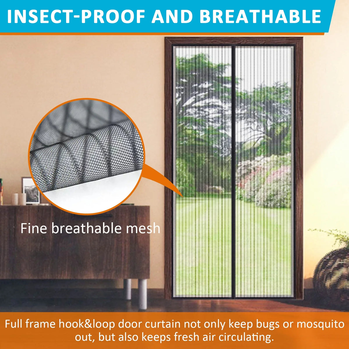 38" x 83" Black Fiberglass Mesh Screen Door O9682