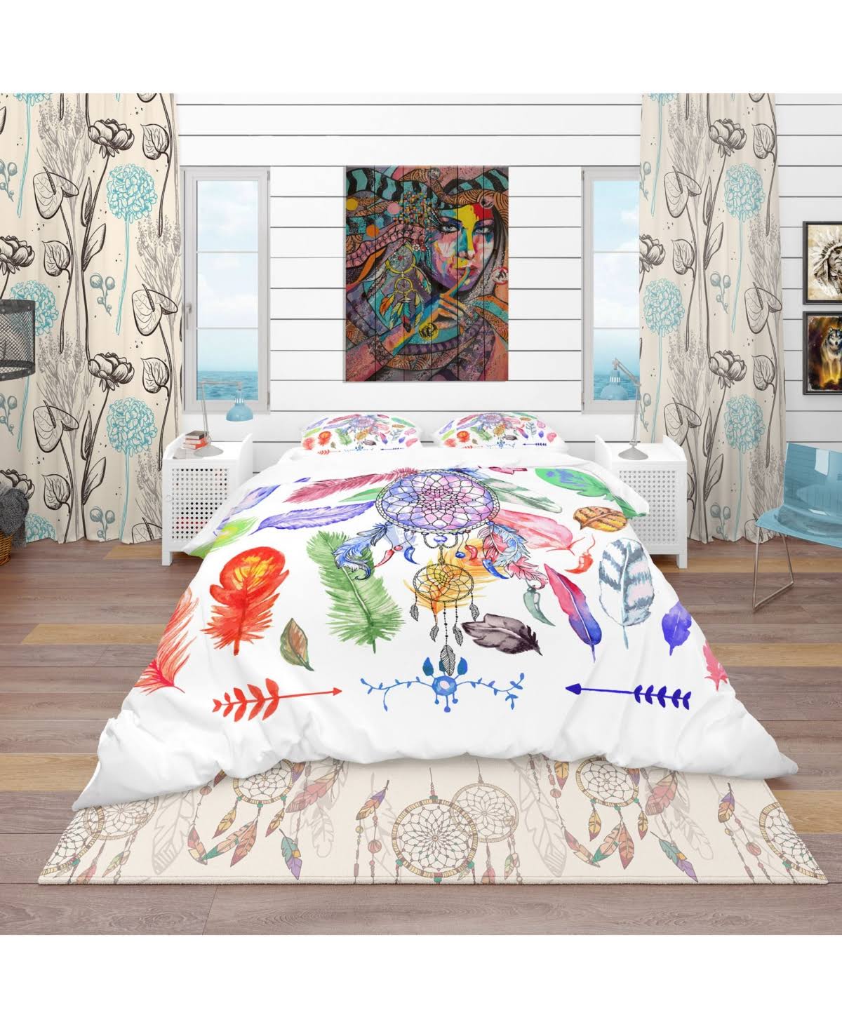 King White Southwestern Duvet Cover Set X3235