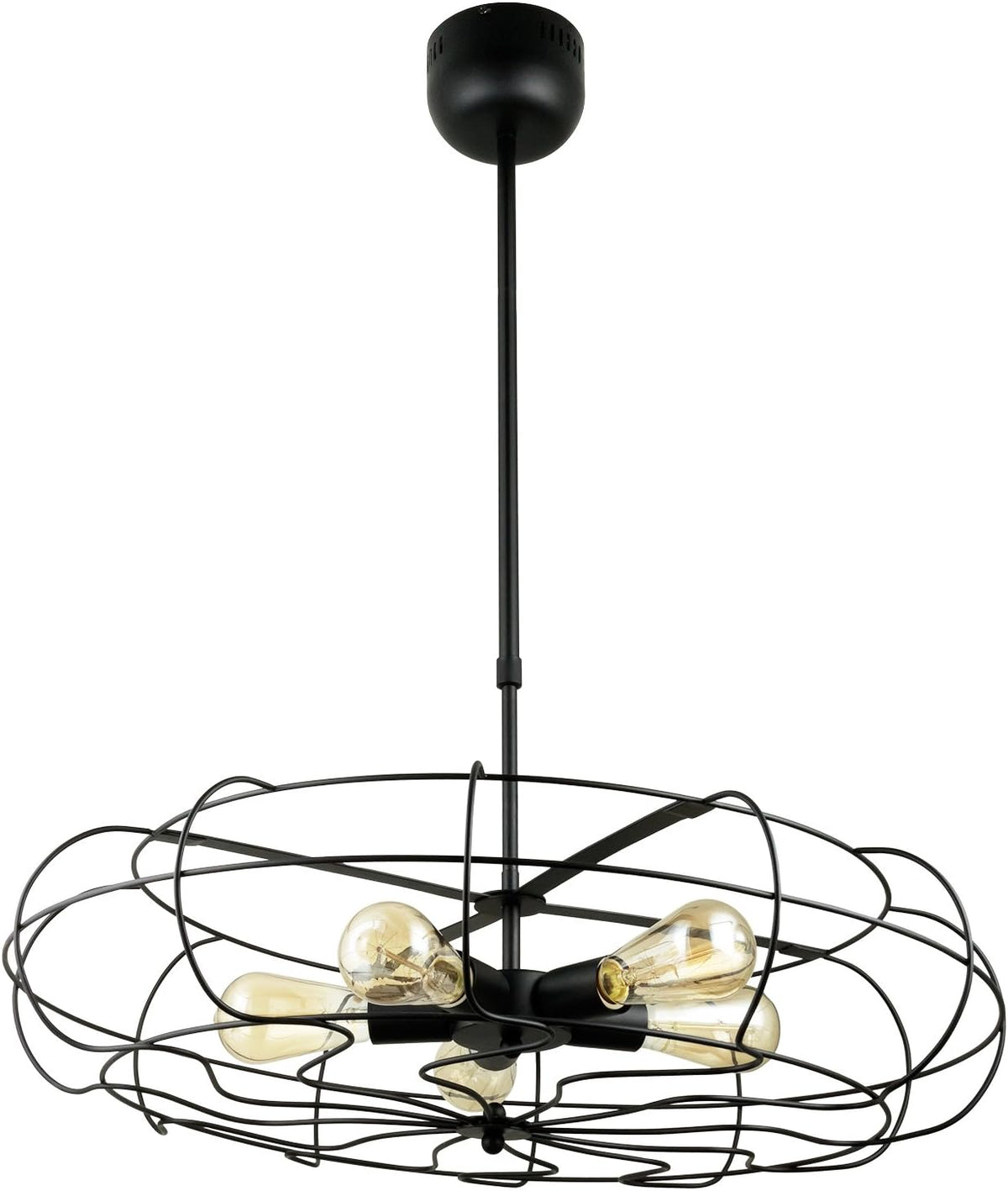 Vintage Cage Pendant Matte Black Metal Fan Style K226
