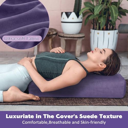 Rectangular Yoga Bolster Pillow with Washable Suede Cover, 27"X10"X5.5" G92921