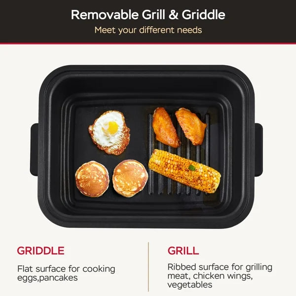7-in-1 Indoor Grill with Non-Stick Plate and Air Fryer Basket Z371