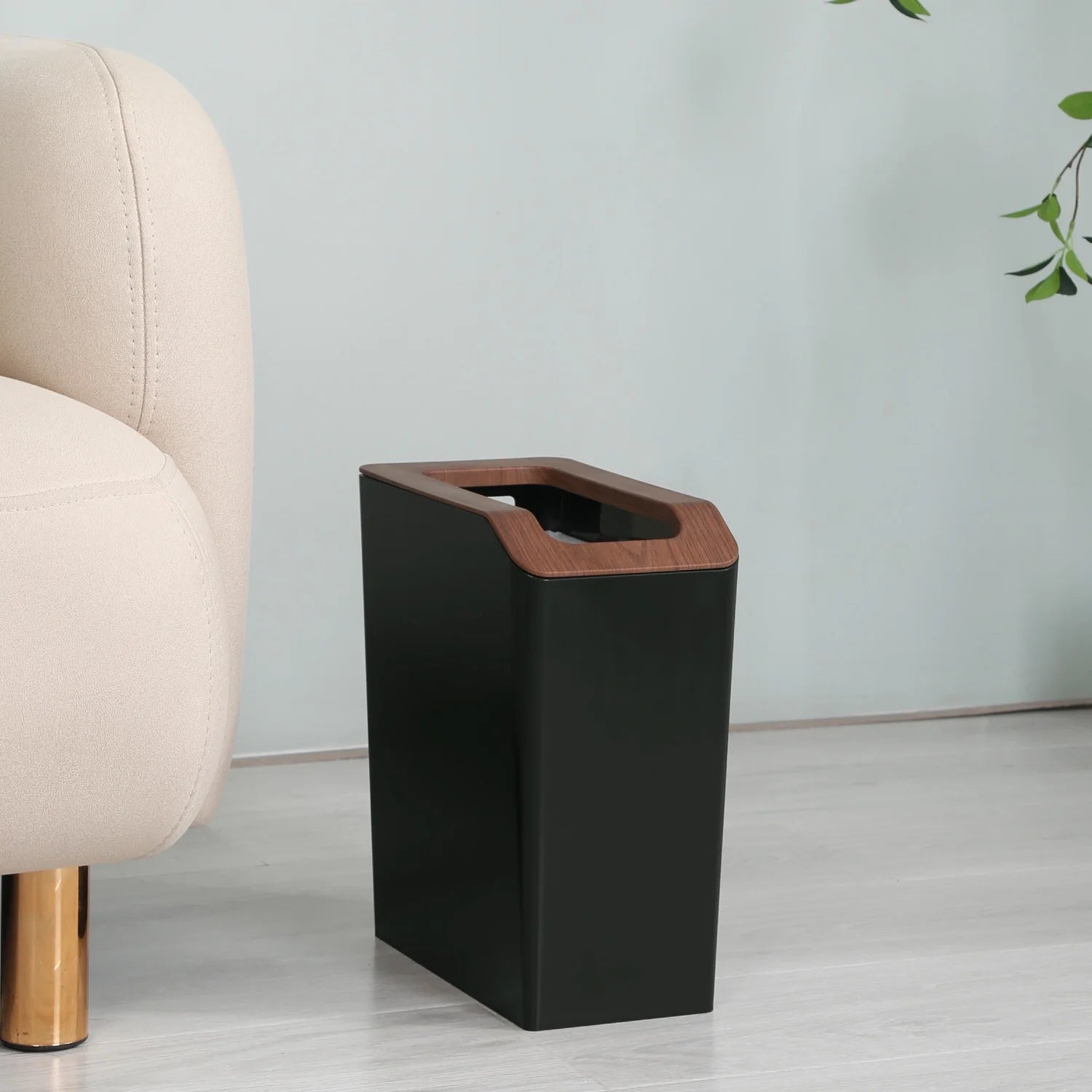 Green 2 Pack Slim Plastic Trash Can with Open Top W419