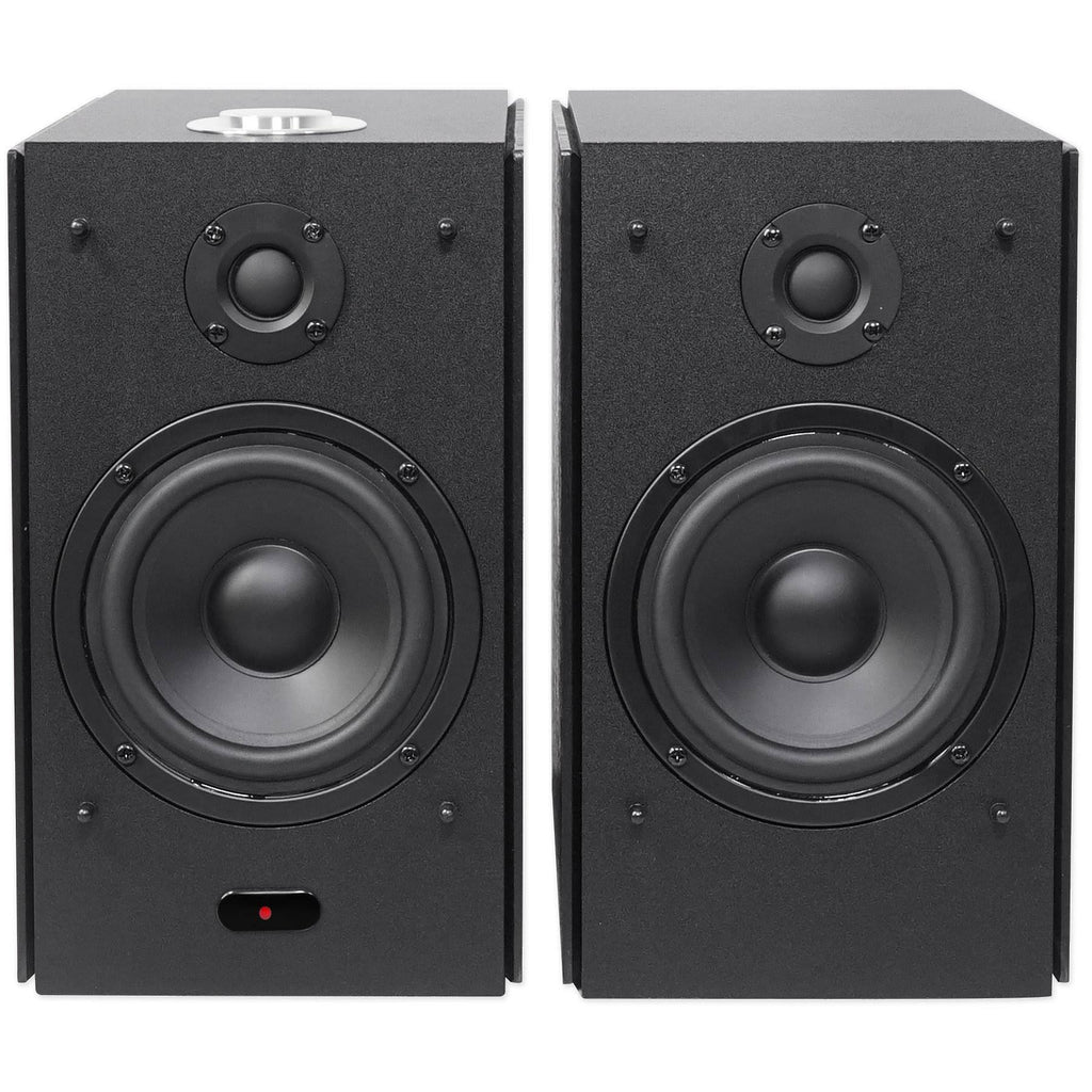 5x22 Powered Bluetooth Bookshelf Speakers with Stands W47883