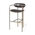 Brown Faux Leather Seat Gold Metal Bar Stool K494665