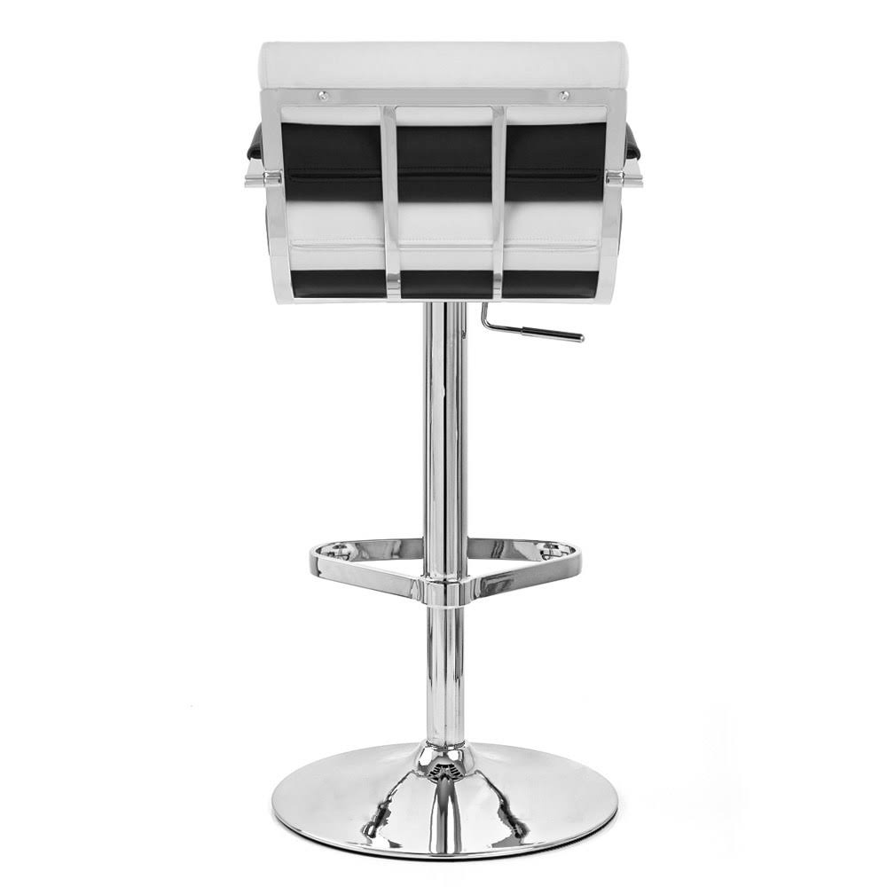 Black and White Adjustable Height Swivel Bar Stool with Chrome Base C312857