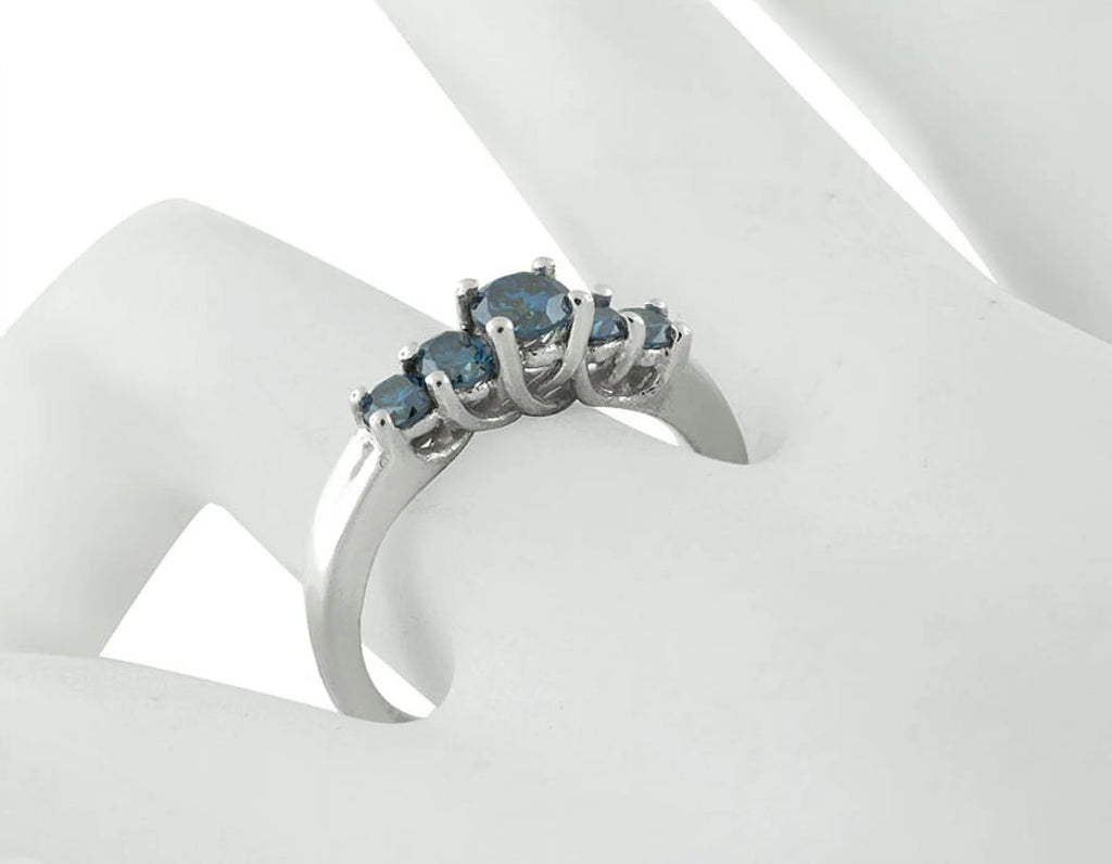 Sterling Silver Blue Diamond Engagement Ring L3629