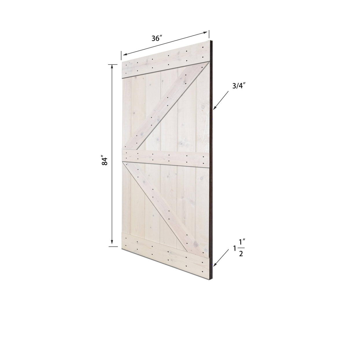Paneled Wood Barn Door with Installation Hardware Kit B7332