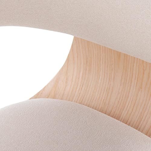 Vintage Mid-Century Modern Dining Accent Chair Fabric Natural Wood Cream Z74748