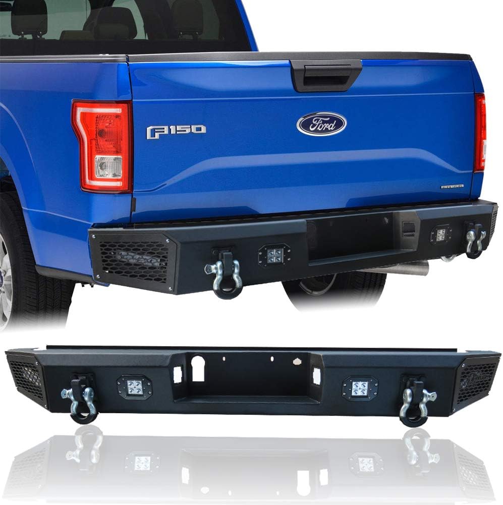 Black Texture Rear Bumper with 4 LED Lights N49208
