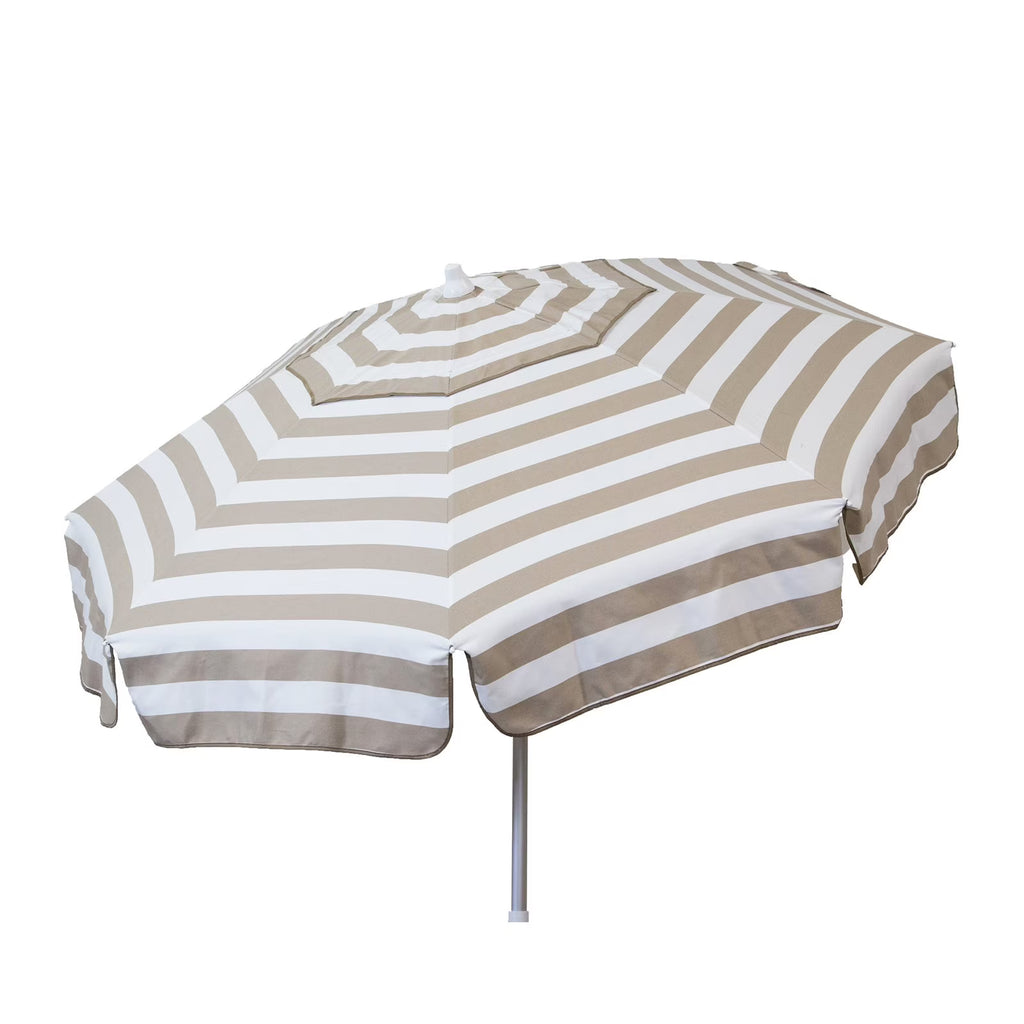 6 ft Khaki and White Stripe Beach Umbrella Y919