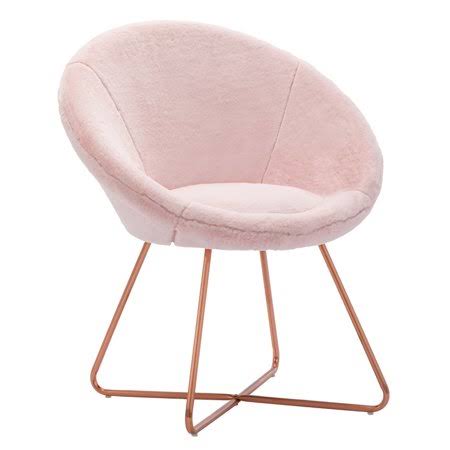 Salmon Pink Sherpa Accent Arm Chair U573