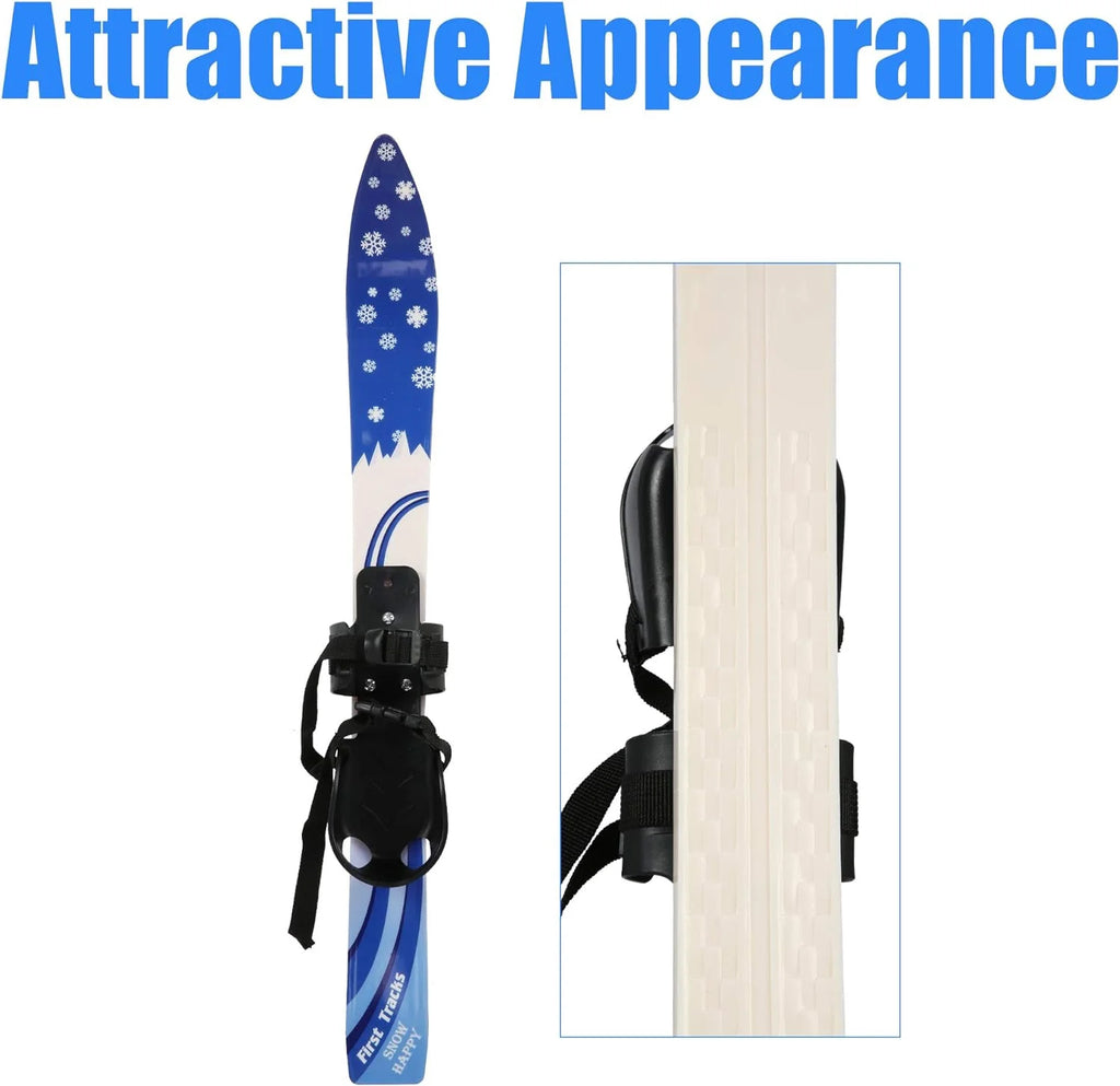 26Inch Lightweight Snow Ski and Pole Set with Bindings C239