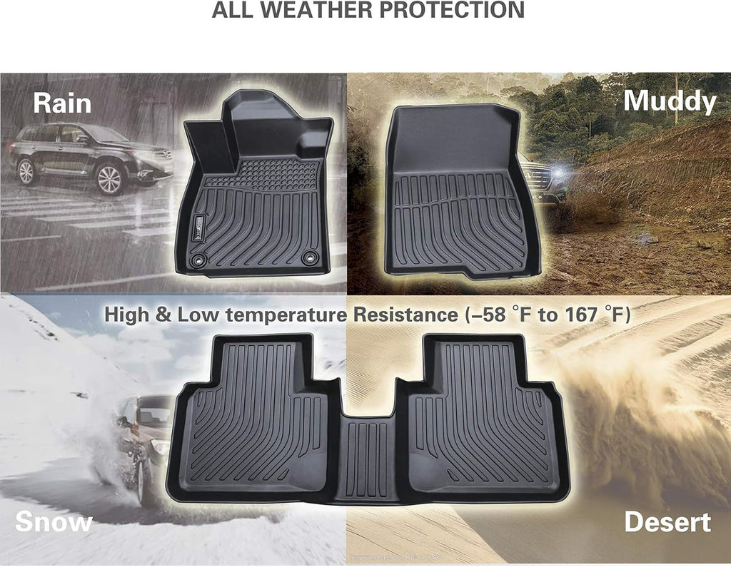 Black Waterproof Car Mats Full Set Front Rear 3rd Row Z570