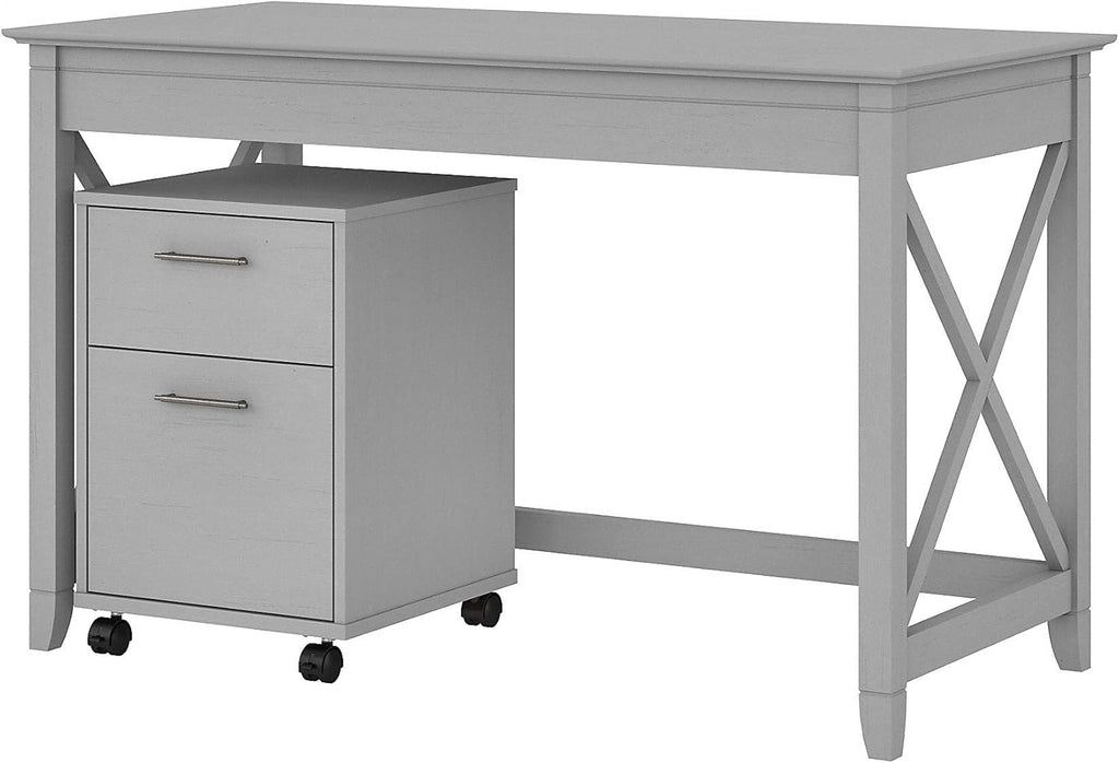 48W Reclaimed Pine Writing Desk with 2 Drawer Mobile File Cabinet B39546