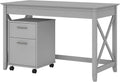48W Reclaimed Pine Writing Desk with 2 Drawer Mobile File Cabinet B39546
