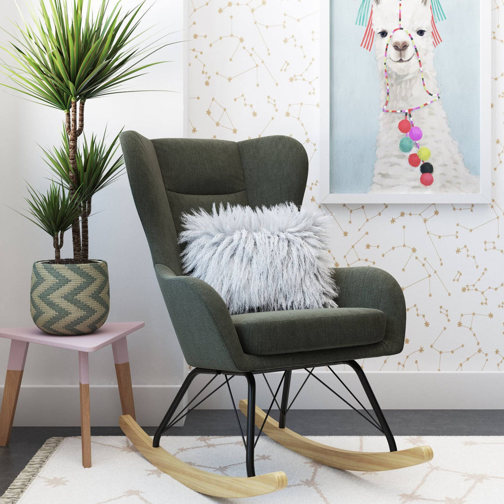 Blue Wingback Rocker C59848