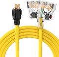 NEMA L14-30P to Four 5-20R 30A 125/250 Volt 7000 Watts 4 Prong 10 Gauge Flat Generator Cable with Protector Breaker Pack of 2 L5863