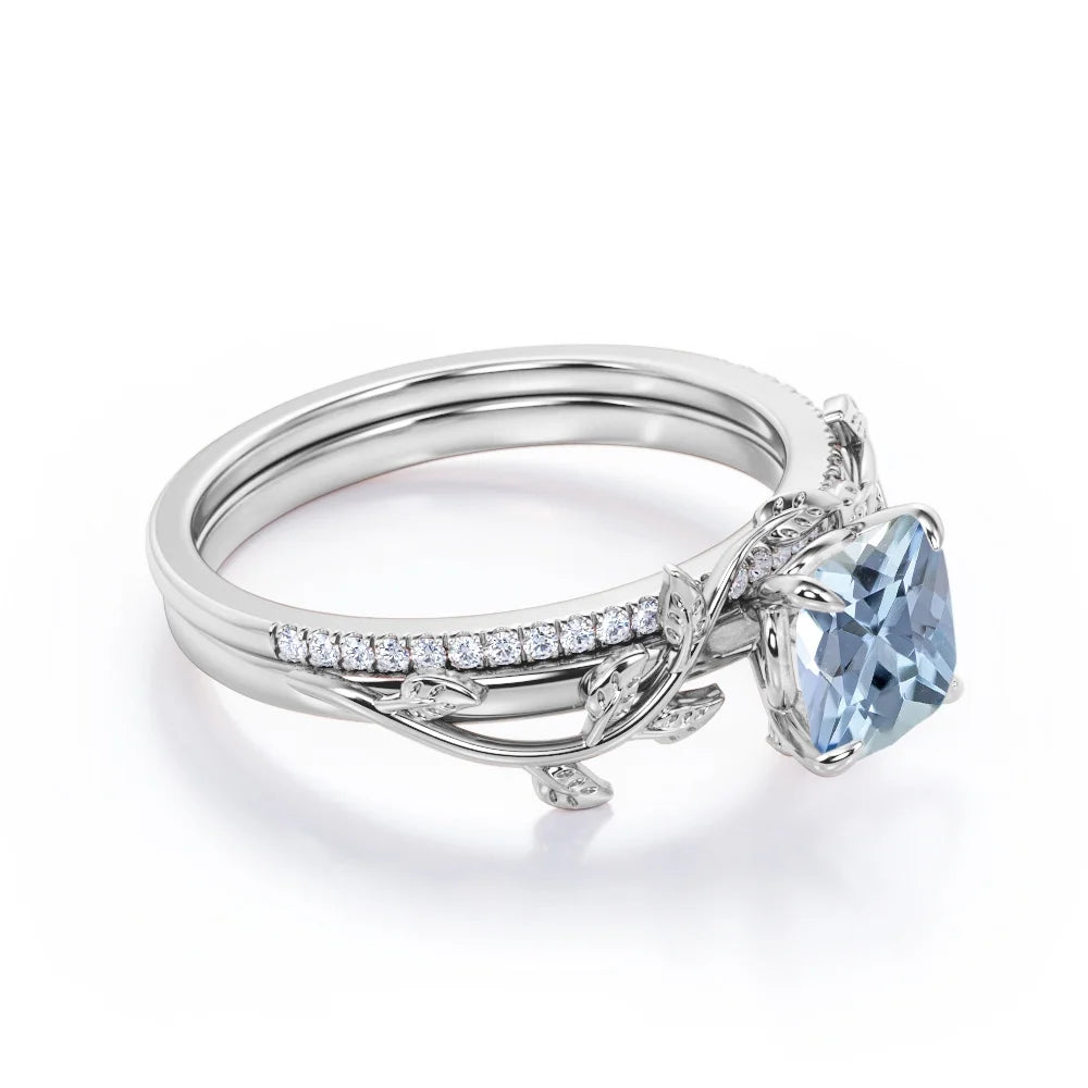 18K White Gold Plating over Silver Bridal Ring Set R318