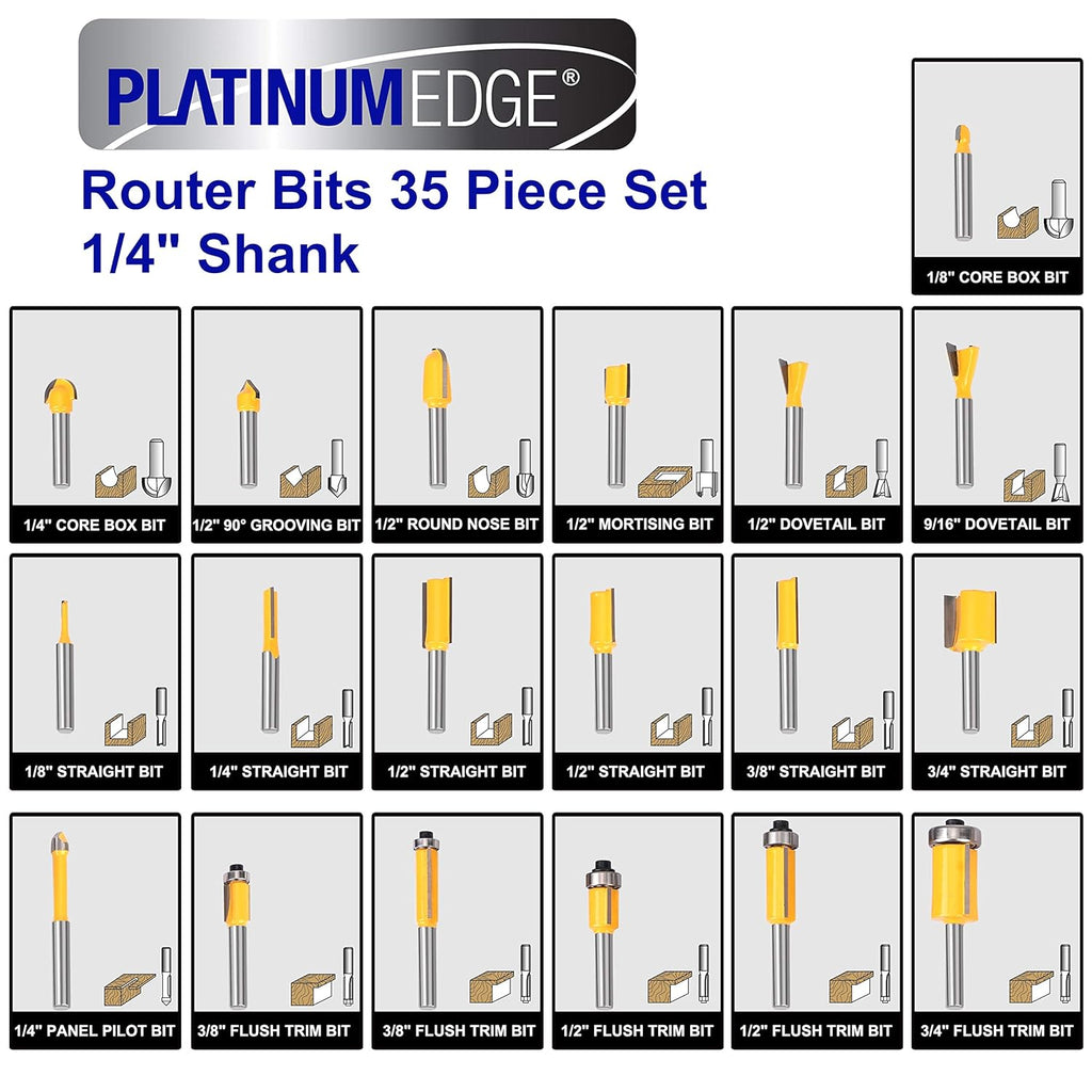 35 Piece Tungsten Carbide Router Bits Set with 1/4 Shank Z6470