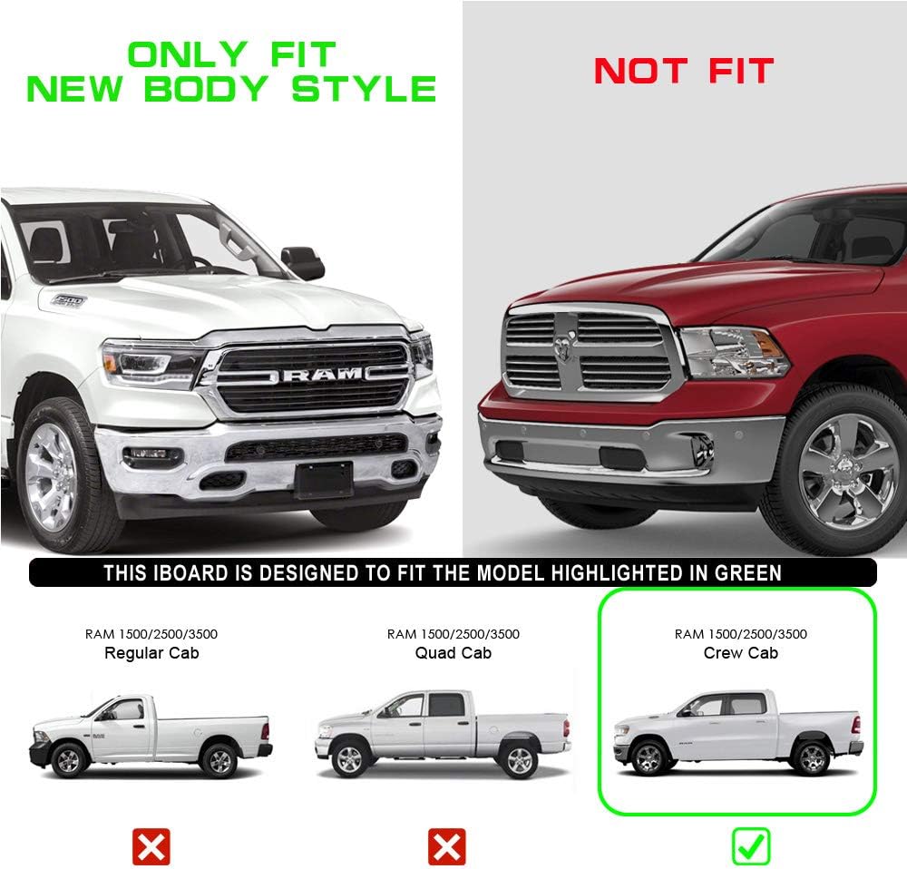 6in Black Running Boards W250