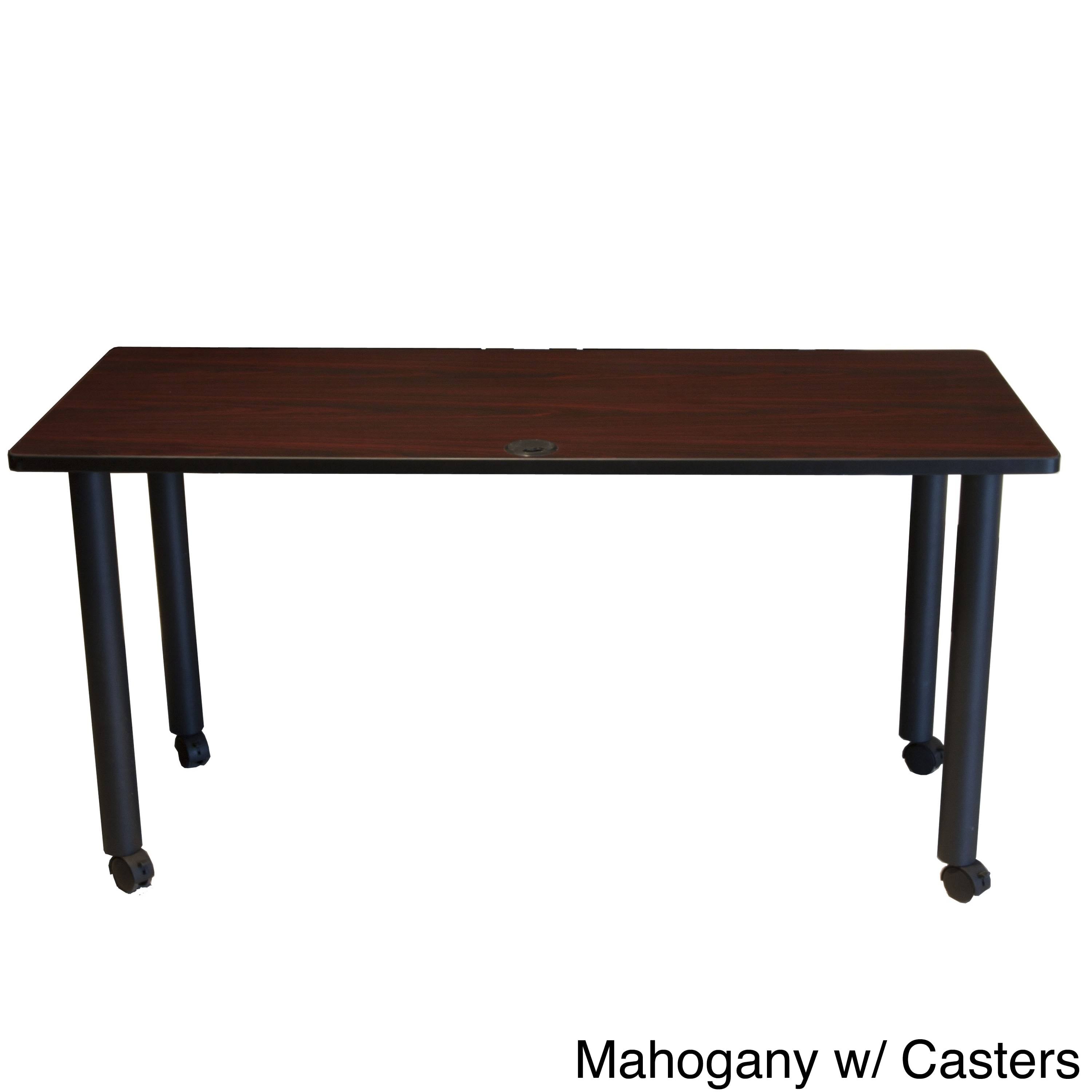 60x22W Training Table with Casters, Mahogany/Black D454379