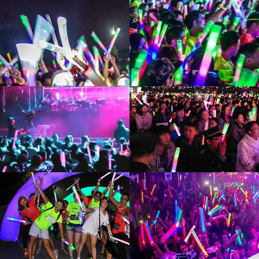 100 PCS Multicolored LED Foam Glow Sticks W4800