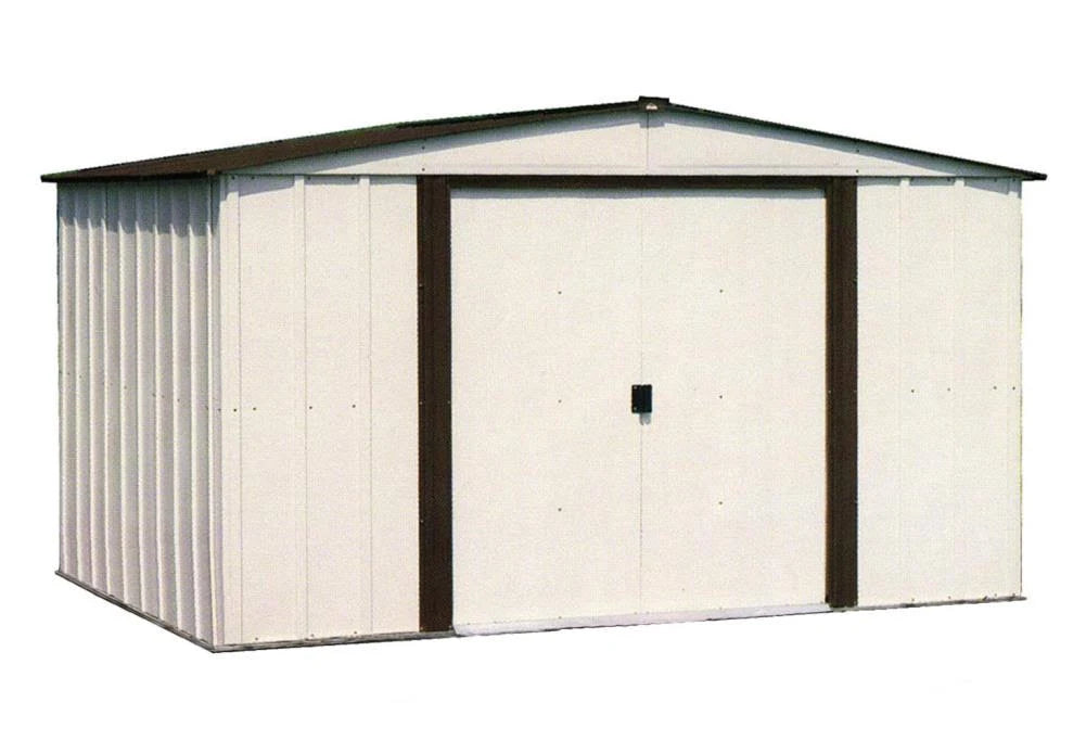 Brown/Cream Metal Storage Shed L662446