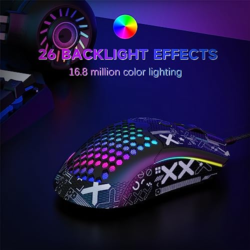 Green 65G Honeycomb Shell Wired Gaming Mouse D8375