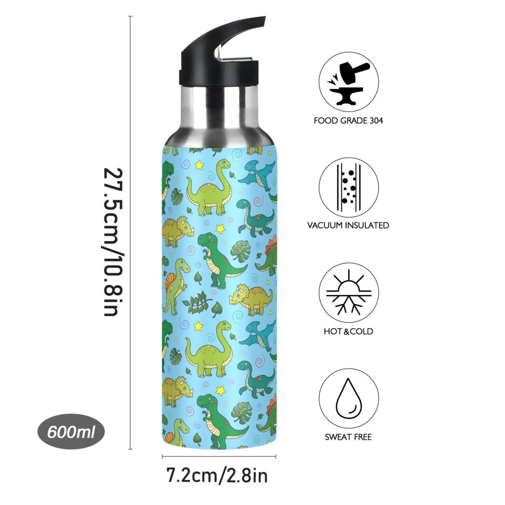 Stainless Steel Insulated Thermos Vacuum Flask Water Bottle with Straw Lid U284589