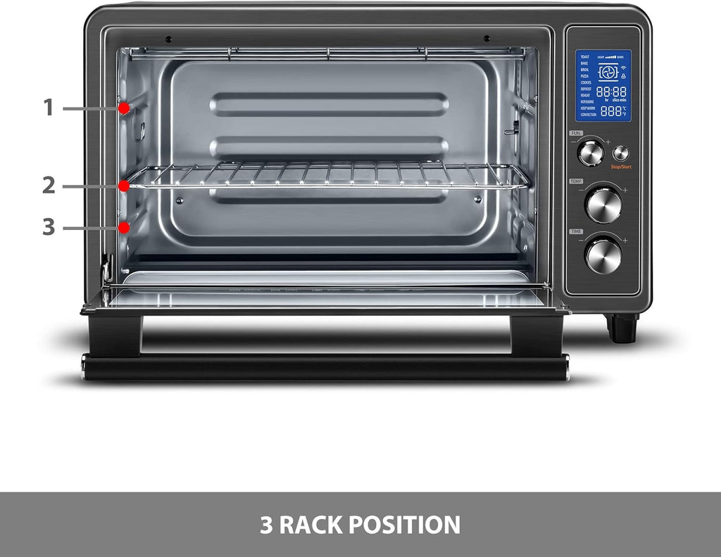 Black Stainless Steel Microwave Oven and Digital Toaster Oven with Double Infrared Heating and Speedy Convection, 6-slice/12-inch Capacity, 1700W Z3252