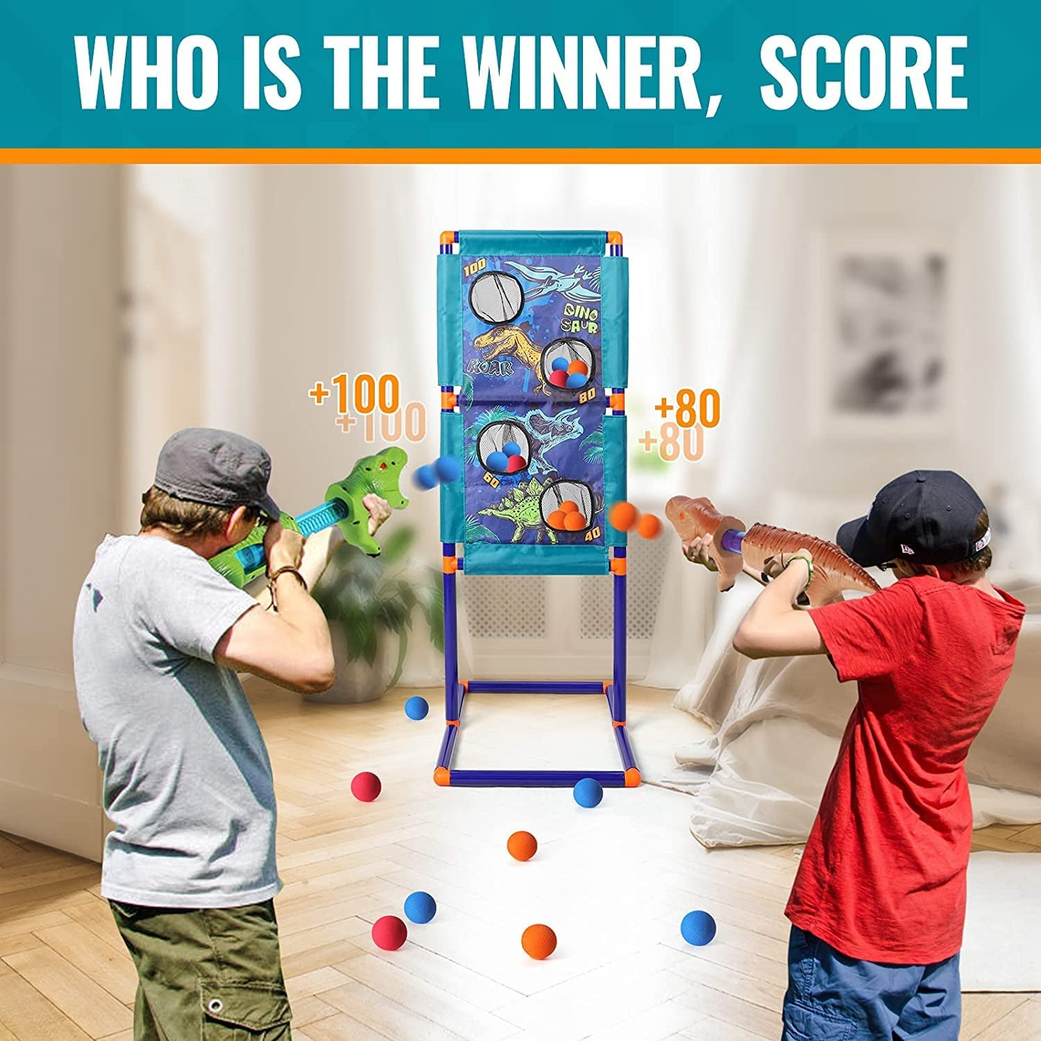 Electric Shooting Games Toy Guns with 18 Foam Balls and Standing Shooting Target J471