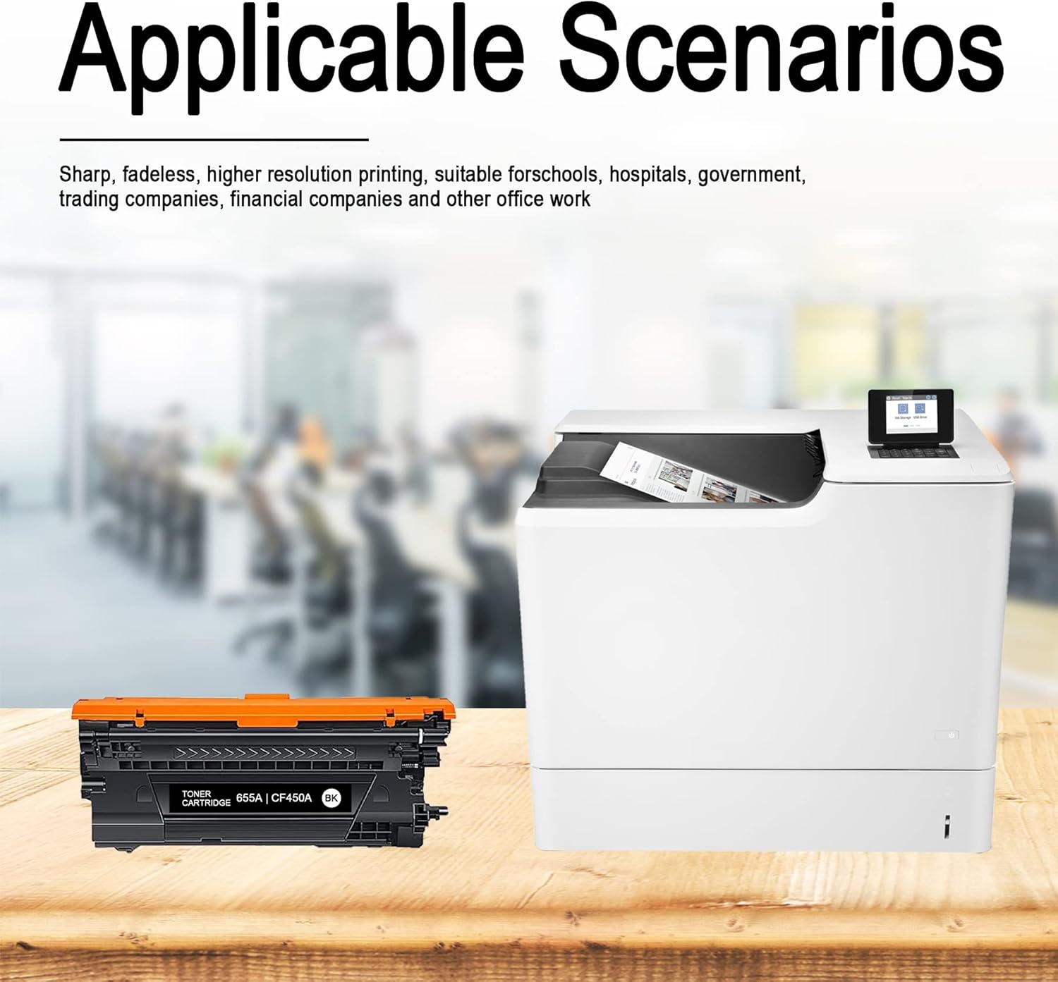 1 Pack 655A CF450A Toner Cartridge for HP M652n M653dn M681dh M682z Printer R98428