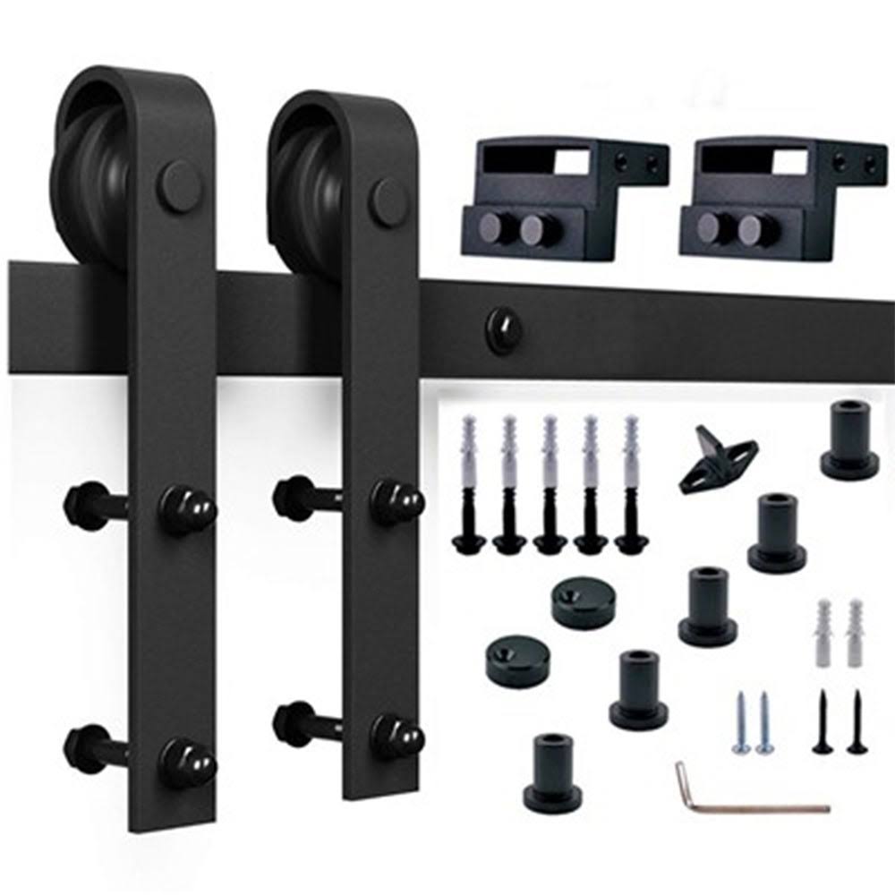 Paneled Wood Barn Door with Installation Hardware Kit B7332