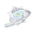 Ethiopian Opal Bypass Flower Engagement Ring with Diamond, 925 Sterling Silver L998251