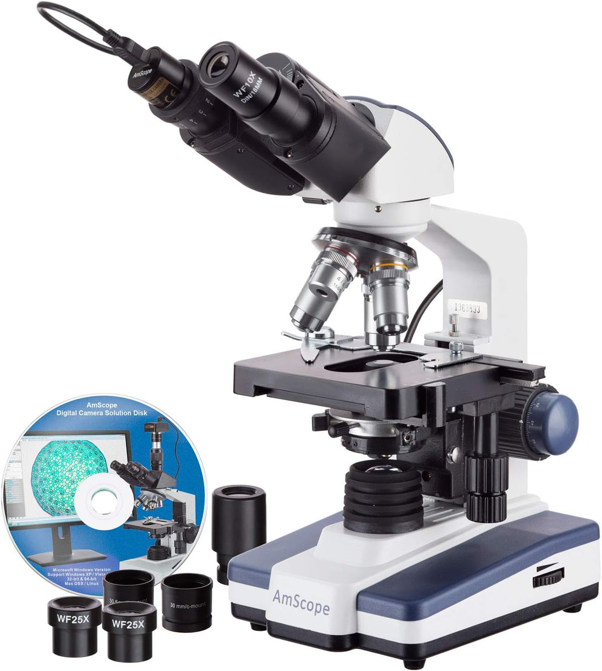 Binocular Compound Microscope, 40X-2500X Magnification, LED Illumination U904
