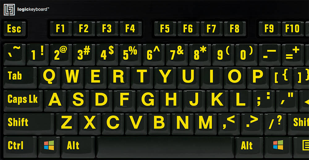 Yellow on Black American English Keyboard L730